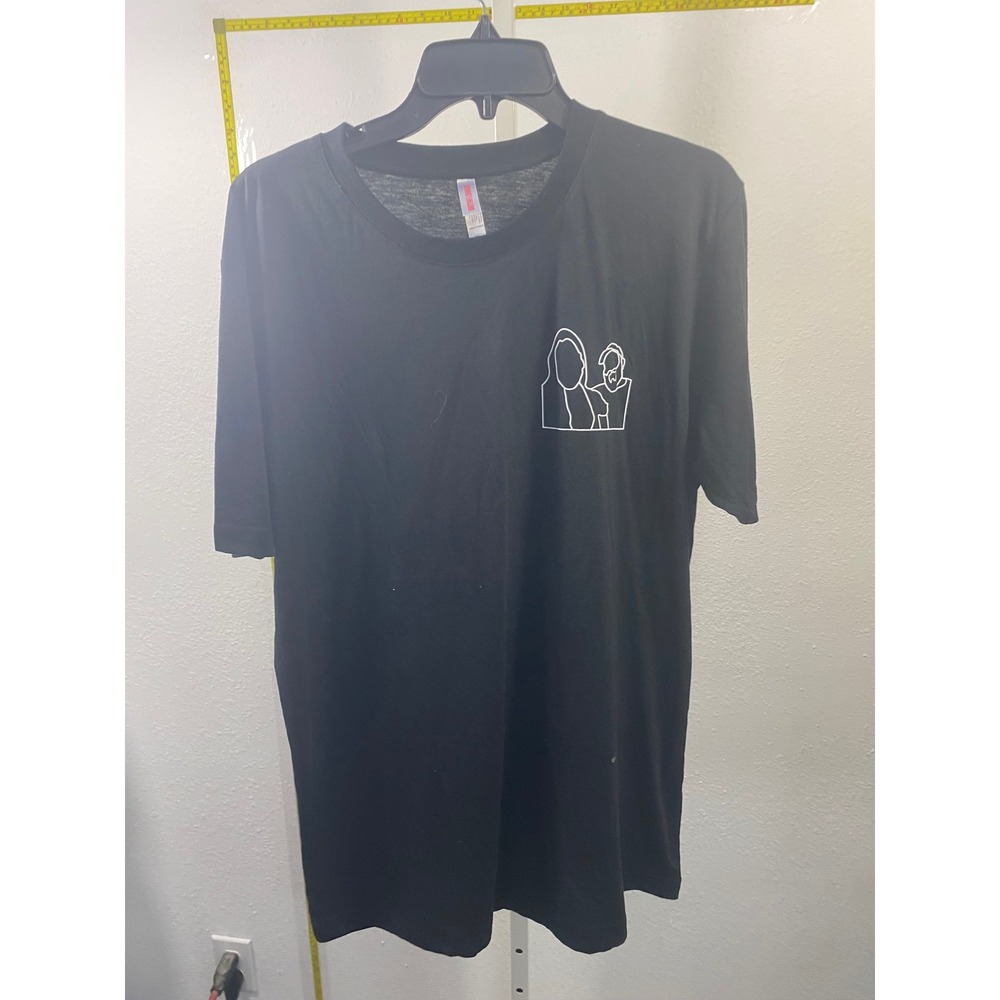 Birthflowers Mens XL Black Graphic Tee Short Sleeve Line Art T-Shirt Minimalist